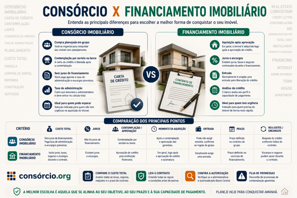 consorcio de imovel ou financiamento imobiliario valor