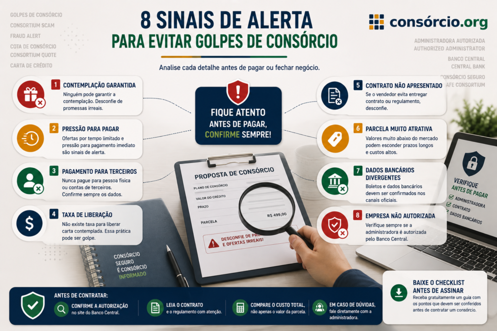 sinais de alerta de golpe de consorcio