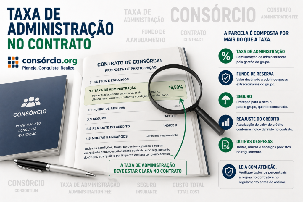 taxa de administração de consorcio como comparar